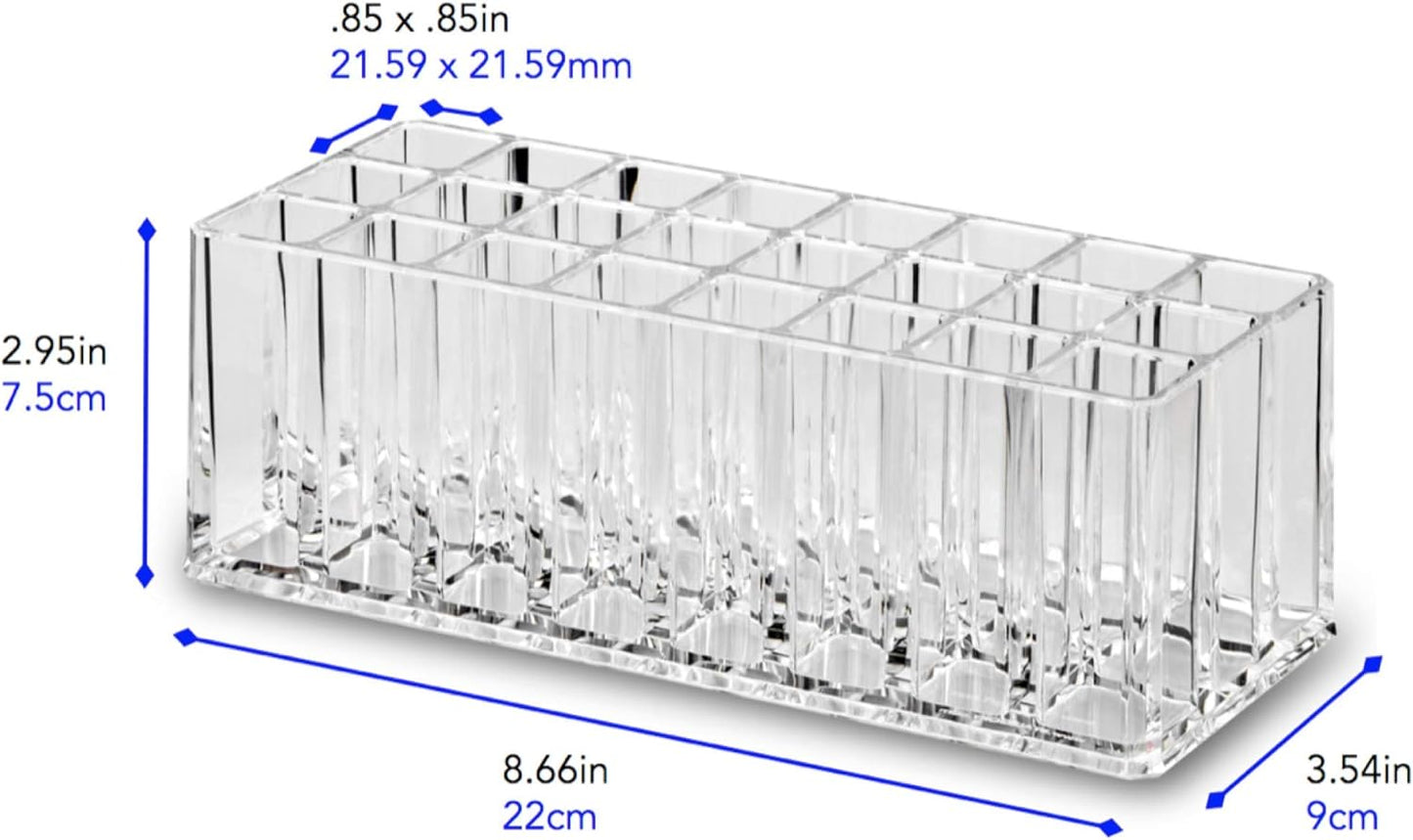 Byalegory Acrylic Makeup Beauty Brush Organizer | 24 Space Cosmetic Storage (CLEAR)