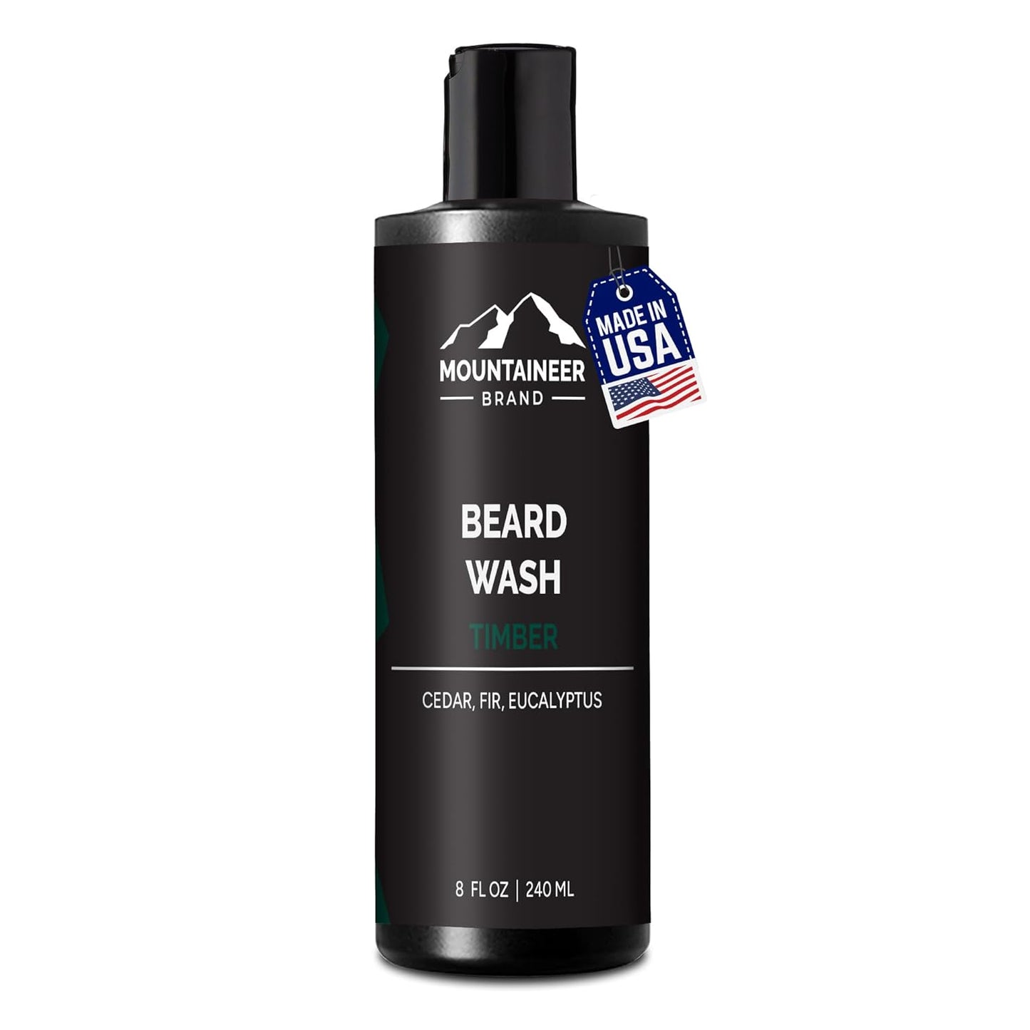 Beard Wash for Men | 100% Natural Beard Shampoo | Thick Cleaning Softening Lather for Hair and Skin | Hydrate and Detangle | Grooming Treatment | Timber Scent 8Oz