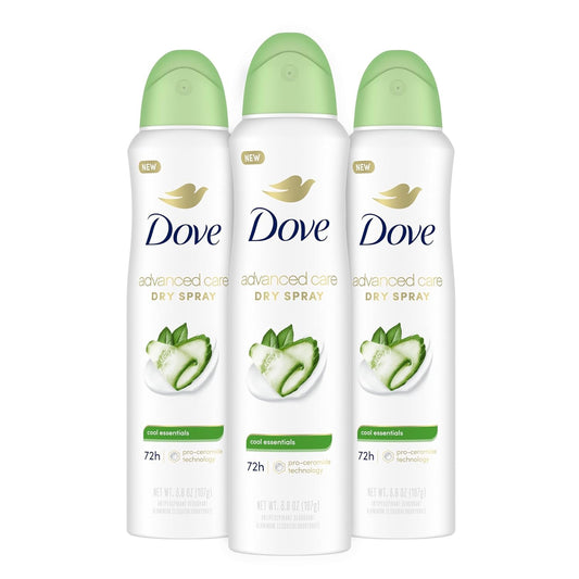 Advanced Care Antiperspirant Deodorant Dry Spray Cool Essentials 3 Count Antiperspirant Deodorant for Helping Your Skin Barrier Repair after Shaving with Pro Ceramide Technology 3.8 Oz