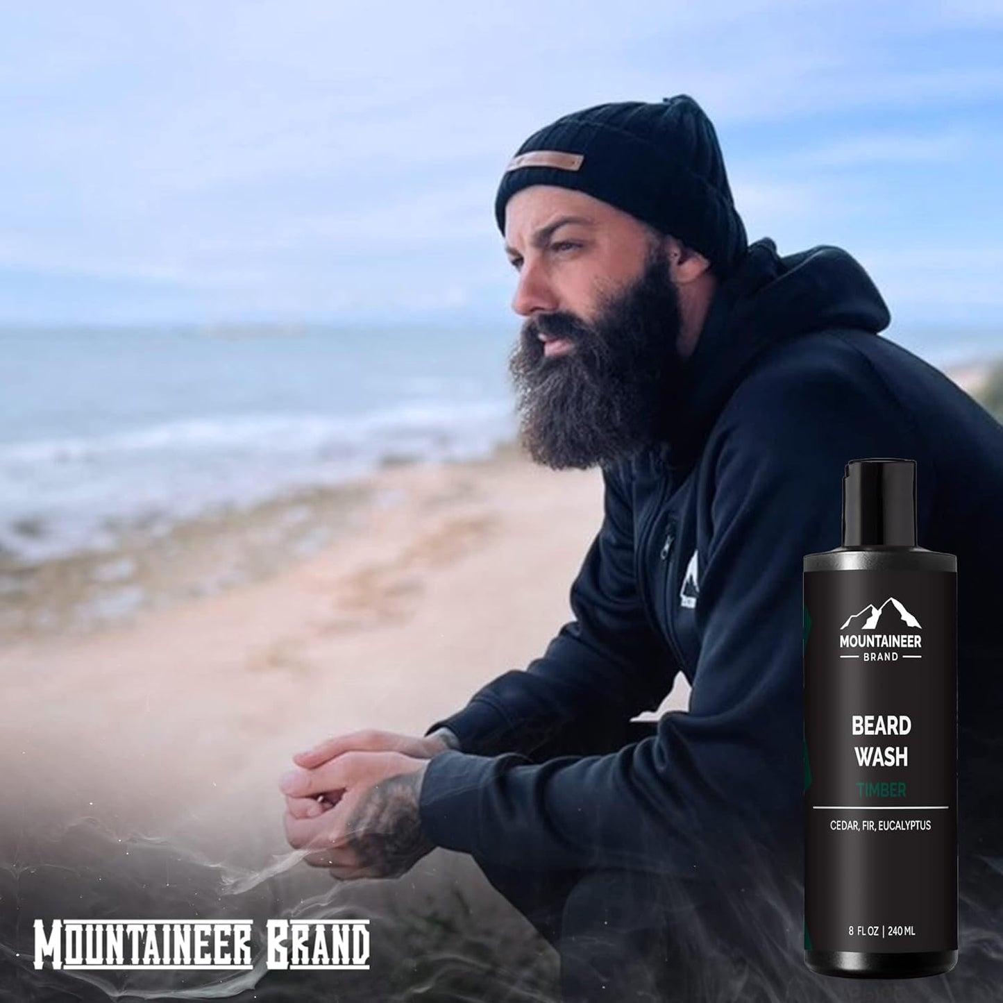 Beard Wash for Men | 100% Natural Beard Shampoo | Thick Cleaning Softening Lather for Hair and Skin | Hydrate and Detangle | Grooming Treatment | Timber Scent 8Oz